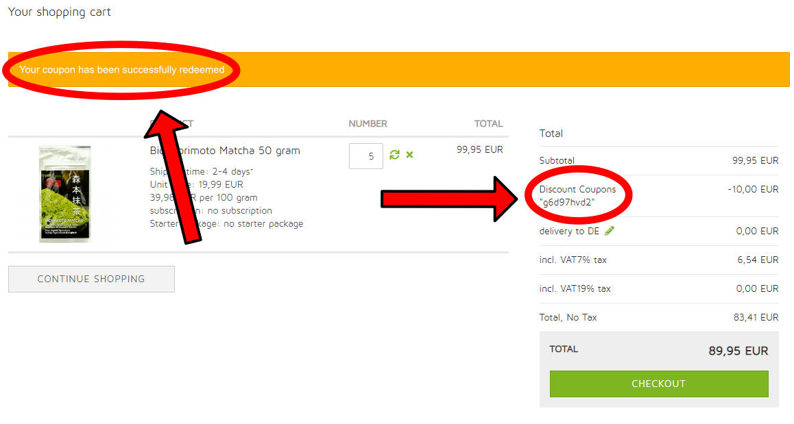 Redeem coupon code - Step 5
