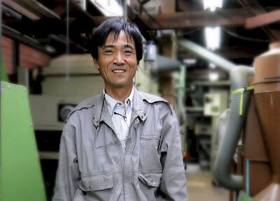 Mr. Nakanishi in his tiny Tencha factory