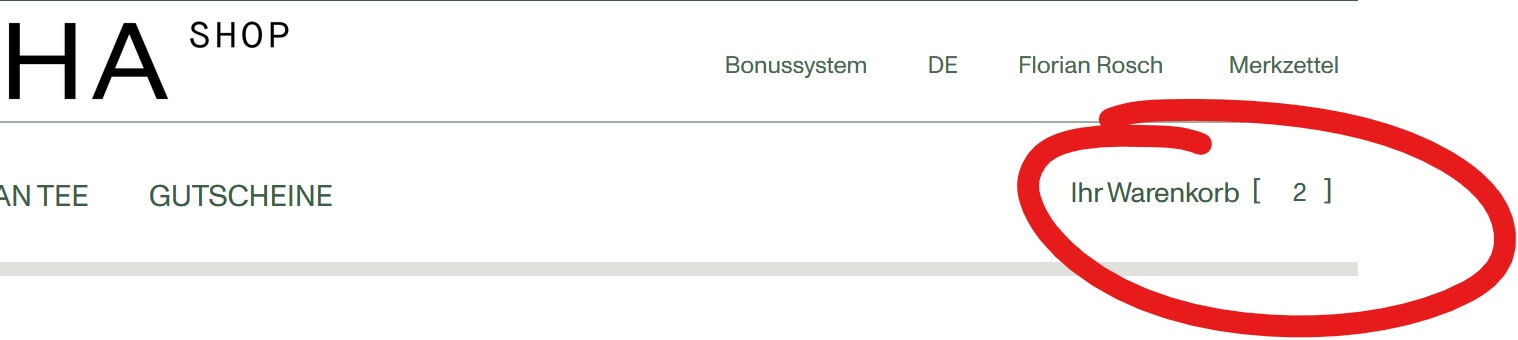 Warenkorb aufrufen
