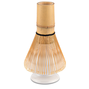 Bamboo brush holder - white - matchashop