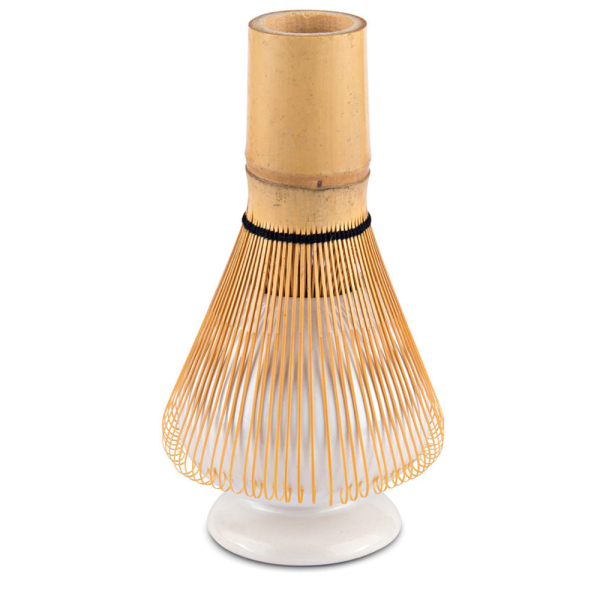 Bamboo brush holder - white - matchashop