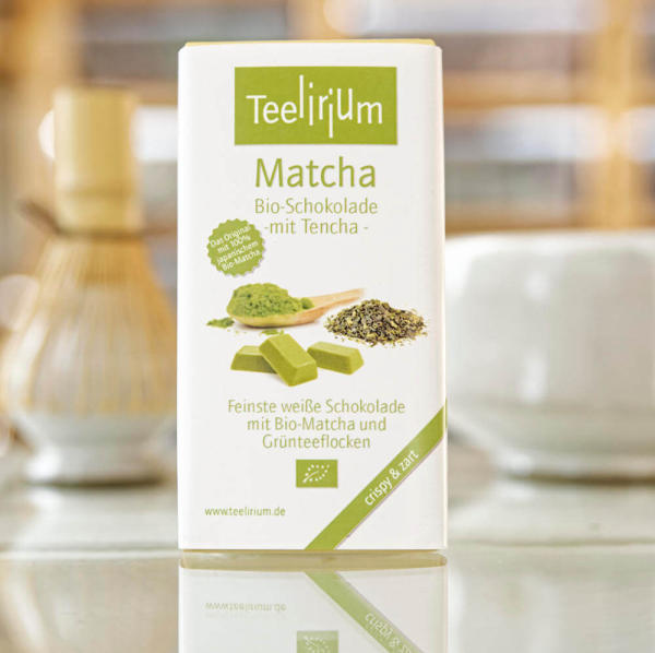 Bio Matchaschokolade - Grünteeflocken (Tencha)